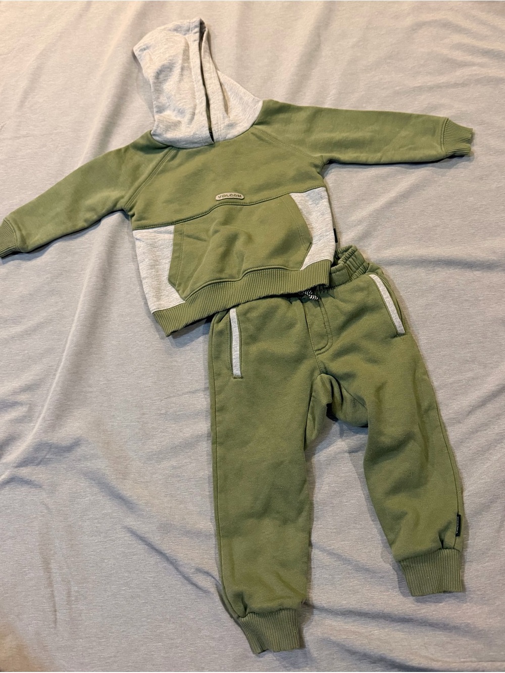 Volcom Kids Olive Green & Gray Hooded Sweatshirt and Joggers Set